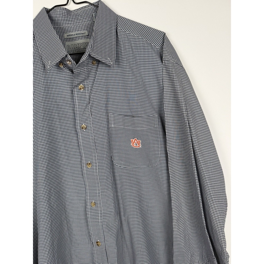 Auburn TIGERS Campus Specialties Men's XL Long Sleeve Blue Checks - Picture 2 of 9